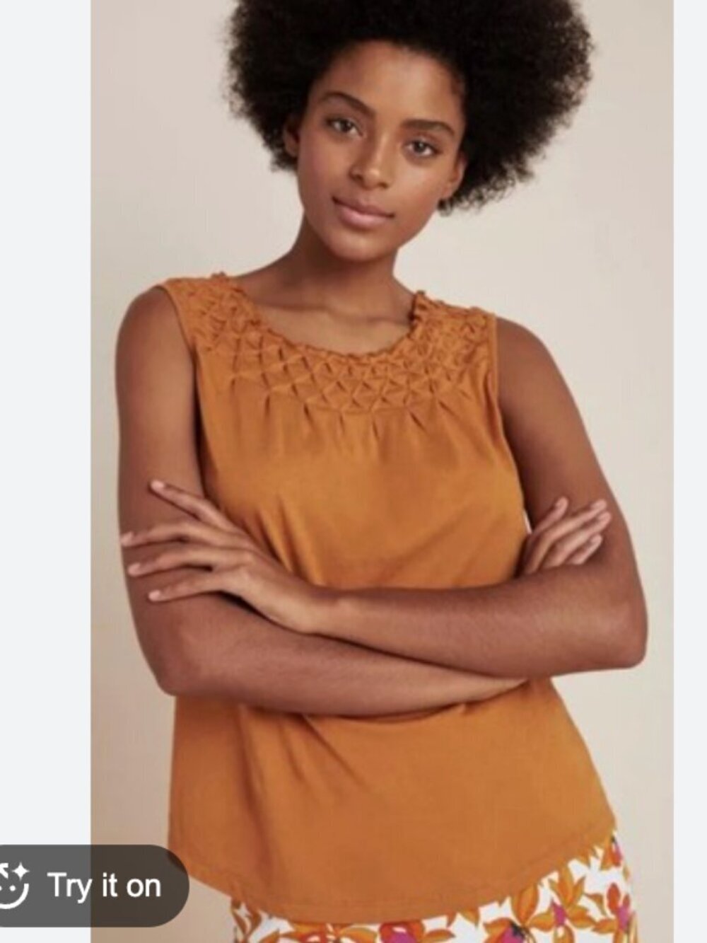 Anthropologie Maeve Justine Pintucked Low Back Tank Top Size Small Burnt Orange